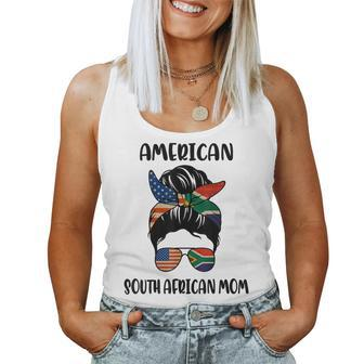 Half South African American Mom Messy Bun Flag Women Tank Top | Mazezy
