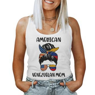 Half Venezuelan American Mom Messy Bun Flag Women Tank Top | Mazezy