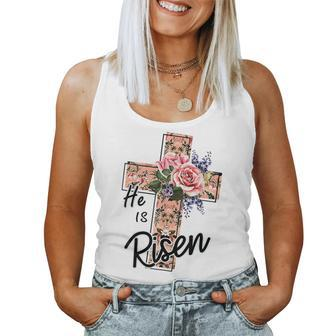 He Is Risen Happy Easter Day For Christian Resurrection Women Tank Top Basic Casual Daily Weekend Graphic - Seseable