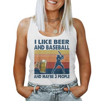 I Like Beer And Baseball And Maybe 3 People Vintage Women Tank Top Basic Casual Daily Weekend Graphic - Seseable