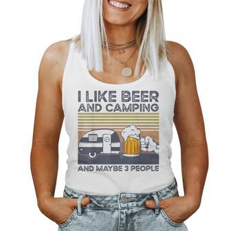 I Like Beer And Camping And Maybe 3 People Drink And Camping Women Tank Top Basic Casual Daily Weekend Graphic - Seseable