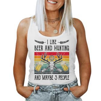 I Like Beer And Hunting And Maybe 3 People Funny Hunter Gift Women Tank Top Basic Casual Daily Weekend Graphic - Seseable