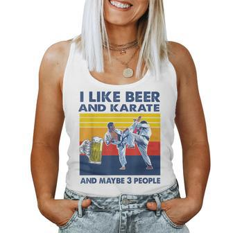 I Like Beer And Karate And Maybe 3 People Vintage Gift Women Tank Top Basic Casual Daily Weekend Graphic - Seseable