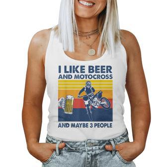I Like Beer And Motocross And Maybe 3 People Vintage Women Tank Top Basic Casual Daily Weekend Graphic - Seseable