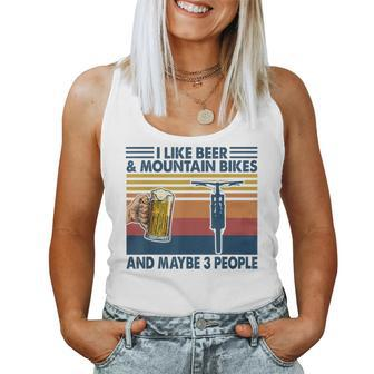 I Like Beer And Mountain Bikes And Maybe 3 People Vintage Women Tank Top Basic Casual Daily Weekend Graphic - Seseable