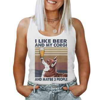 I Like Beer And My Corgi And Maybe 3 People Vintage Women Tank Top Basic Casual Daily Weekend Graphic - Seseable