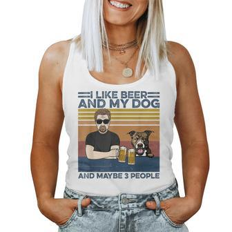 I Like Beer And My Dog And Maybe 3 People Pitbull Dog Lover Women Tank Top Basic Casual Daily Weekend Graphic - Seseable