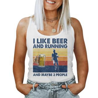 I Like Beer And Running And Maybe 3 People Vintage Women Tank Top Basic Casual Daily Weekend Graphic - Seseable