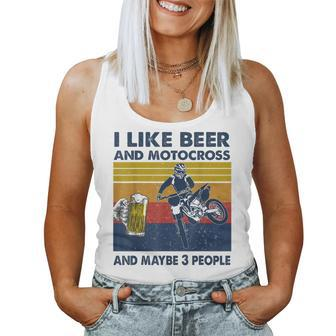 I Like Beer Motocross And Maybe 3 People Motocross Racing Women Tank Top Basic Casual Daily Weekend Graphic - Seseable