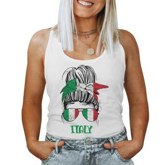 Italian Girl Messy Bun For Girl Italy Flag Women Italia Women Tank Top Basic Casual Daily Weekend Graphic - Thegiftio UK