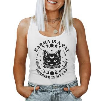 Karma Is A Cat Purring In My Lap Celestial Women Tank Top Basic Casual Daily Weekend Graphic - Thegiftio UK