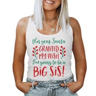 Kids Big Sister Christmas Pregnancy Announcement Santa Women Tank Top | Mazezy