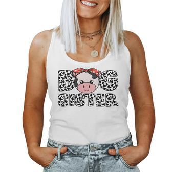 Kids Big Sister Cow Farming Birthday Funny Family Matching Gift Women Tank Top Basic Casual Daily Weekend Graphic - Seseable