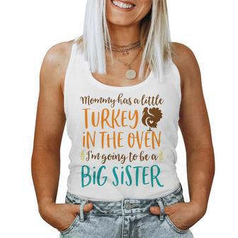Kids Big Sister Thanksgiving Pregnancy Announcement Fall Women Tank Top | Mazezy