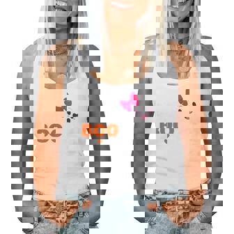 Kids Little Boo Sister Ghost Matching Bow Halloween Costume Girl Women Tank Top | Mazezy