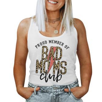 Leopard Proud Member Of Bad Moms Club Lightning Bolt Western Women Tank Top Basic Casual Daily Weekend Graphic - Thegiftio UK