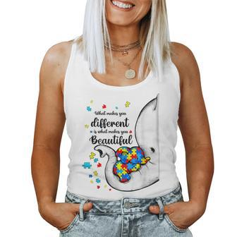 What Makes You Different Autism Child Elephant Mom Awareness Women Tank Top | Mazezy