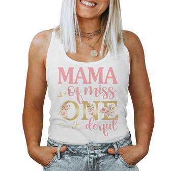Mama Of Little Miss Onederful 1St Birthday Family Matching Women Tank Top Basic Casual Daily Weekend Graphic - Seseable