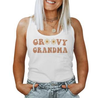 Matching Grandpa And Grandma Groovy Grandma Happy Face Women Tank Top | Mazezy