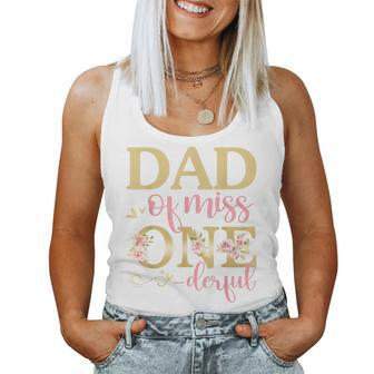 Mens Dad Of Little Miss Onederful Birthday 1St Family Matching Women Tank Top Basic Casual Daily Weekend Graphic - Seseable