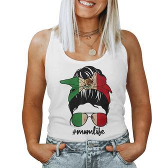 Mexican Mom Messy Bun Mexico Pride Patriotic Women Tank Top | Mazezy