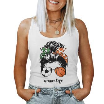 Mom Life Soccer And Basketball Mom Messy Bun Momlife Funny Women Tank Top Basic Casual Daily Weekend Graphic - Thegiftio UK