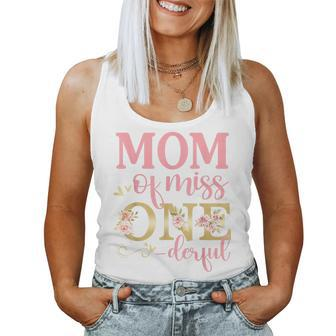 Mom Of Little Miss Onederful 1St Birthday Family Matching Women Tank Top Basic Casual Daily Weekend Graphic - Seseable