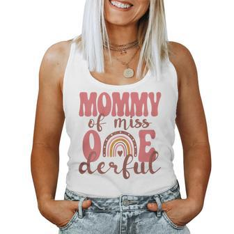 Womens Mommy Of Little Miss Onederful 1St Bday Boho Rainbow Women Tank Top | Mazezy