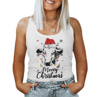 Mooey Christmas Santa Xmas Lights For Cow Lover Women Tank Top | Mazezy