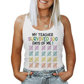 My Teacher Survived 100 Days Of Me Funny School V20 Women Tank Top Basic Casual Daily Weekend Graphic - Seseable