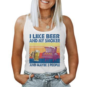 Original I Like Beer And My Smoker And Maybe 3 People Women Tank Top Basic Casual Daily Weekend Graphic - Seseable
