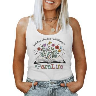 Para Life Paraprofessional Flower Teacher Back To School Women Tank Top Basic Casual Daily Weekend Graphic - Seseable