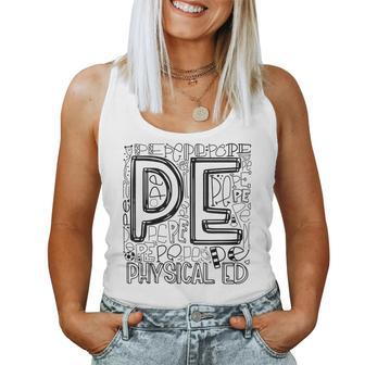 Pe Physical Education Typography Teacher Back To School Cool Women Tank Top Basic Casual Daily Weekend Graphic - Seseable