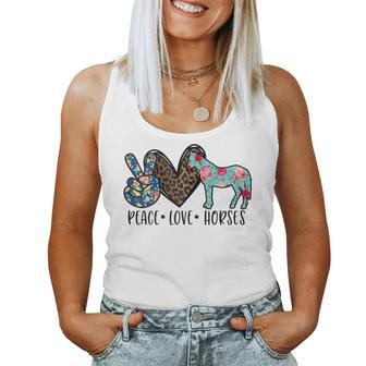 Peace Love Horses Cute Horse Graphic For Women N Girls Women Tank Top | Mazezy