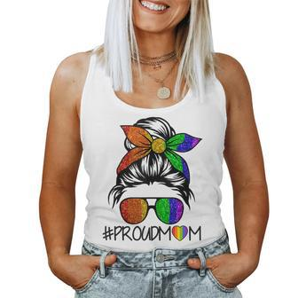 Proud Mom Lgbt Gay Pride Support Lgbtq Parade Messy Hair Bun Women Tank Top Basic Casual Daily Weekend Graphic - Thegiftio UK