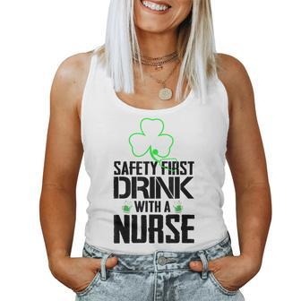 Safety First Drink With A Nurse Beer Lovers St Patricks Day V2 Women Tank Top Basic Casual Daily Weekend Graphic - Thegiftio UK
