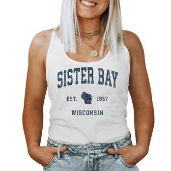 Sister Bay Wisconsin Wi Vintage Athletic Navy Sports Women Tank Top | Mazezy