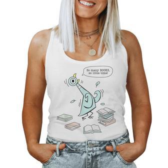 Teacher Library Read Mo Books Pigeon Reading Library Women Tank Top | Mazezy