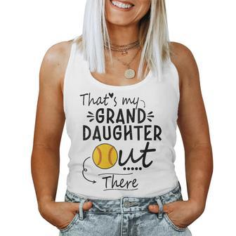 Womens Thats My Granddaughter Out There Softball Grandma Grandpa Women Tank Top | Mazezy