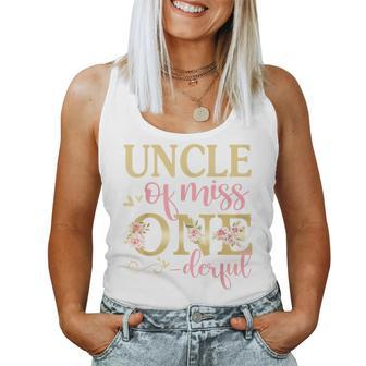 Uncle Of Little Miss Onederful 1St Birthday Family Matching Women Tank Top Basic Casual Daily Weekend Graphic - Seseable