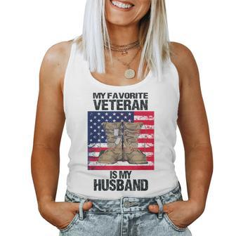 Veteran Husband Veterans Day Spouse Wife Army Of A Veteran Women Tank Top Basic Casual Daily Weekend Graphic - Seseable