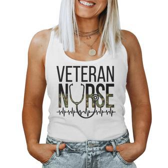 Veteran Nursing Heartbeat Veteran Nurse Women Tank Top Basic Casual Daily Weekend Graphic - Seseable