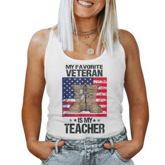 Veterans Day My Favorite Veteran Is My Teacher For Kids Women Tank Top Basic Casual Daily Weekend Graphic - Seseable