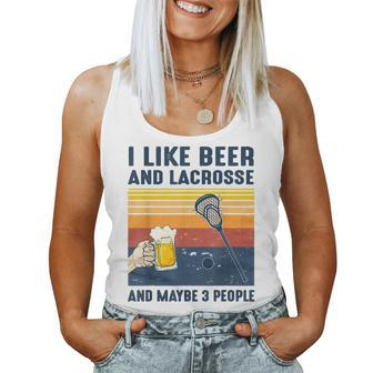 Vintage I Like Beer And Lacrosse Maybe 3 People Women Tank Top Basic Casual Daily Weekend Graphic - Seseable