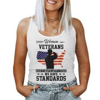 Women Veterans Dont Have Attitude We Have Standards Memory Women Tank Top Basic Casual Daily Weekend Graphic - Seseable