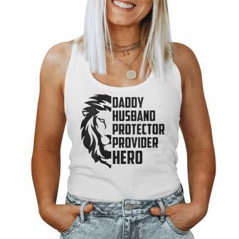 Womens Husband Daddy Protector Hero Lion Fathers Day Daddy Women Tank Top Basic Casual Daily Weekend Graphic - Thegiftio UK