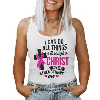 Womens I Can Do All Things Through Christ Breast Cancer Awareness Women Tank Top Basic Casual Daily Weekend Graphic - Seseable