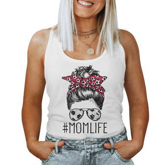 Womens Mom Life Soccer Mom Mothers Day 2021 Messy Bun Funny Women Tank Top Basic Casual Daily Weekend Graphic - Thegiftio UK