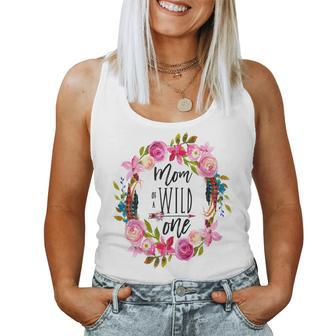 Womens Mom Of A Wild One Boho 1St Birthday Mommy Party Women Tank Top Basic Casual Daily Weekend Graphic - Seseable