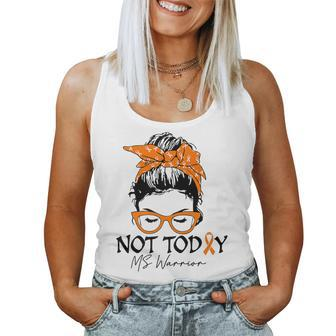 Womens Multiple Sclerosis Awareness Messy Bun Ms Warrior Women Tank Top Basic Casual Daily Weekend Graphic - Seseable